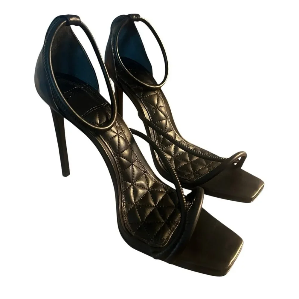 SCHUTZ Gaiah Black Leather Strappy Heels Sandals 9.5 B Excellent Condition